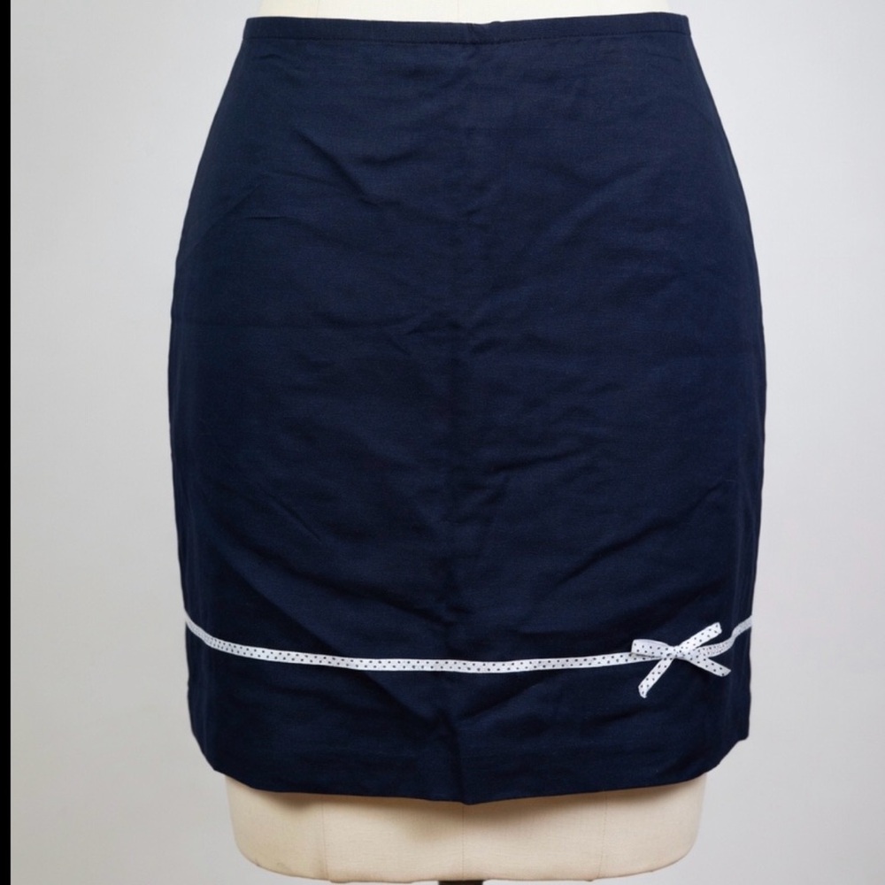 Larry Levine Black Mini Skirt with White Polka-Dot Trim